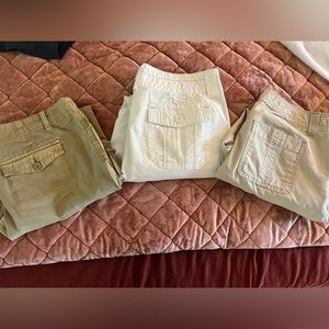 Set of 3 Eddie Bauer cropped cotton pants.